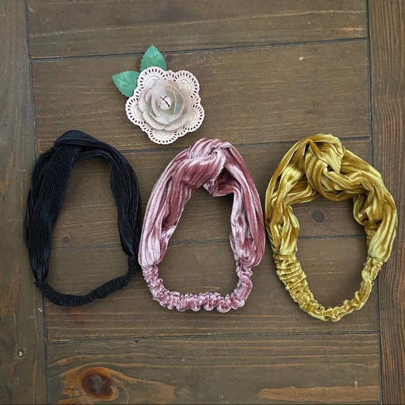NONE Accessories - Set of 3 crushed velvet twist headbands NWOT